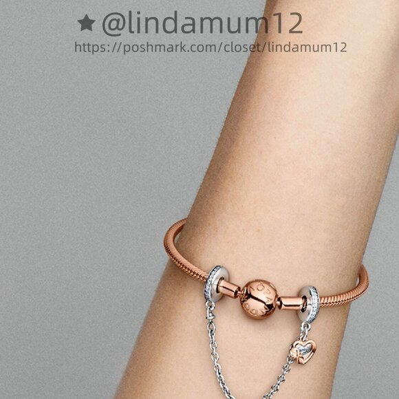 Pandora Family Heart Safety Chain Charm - Picture 2 of 3